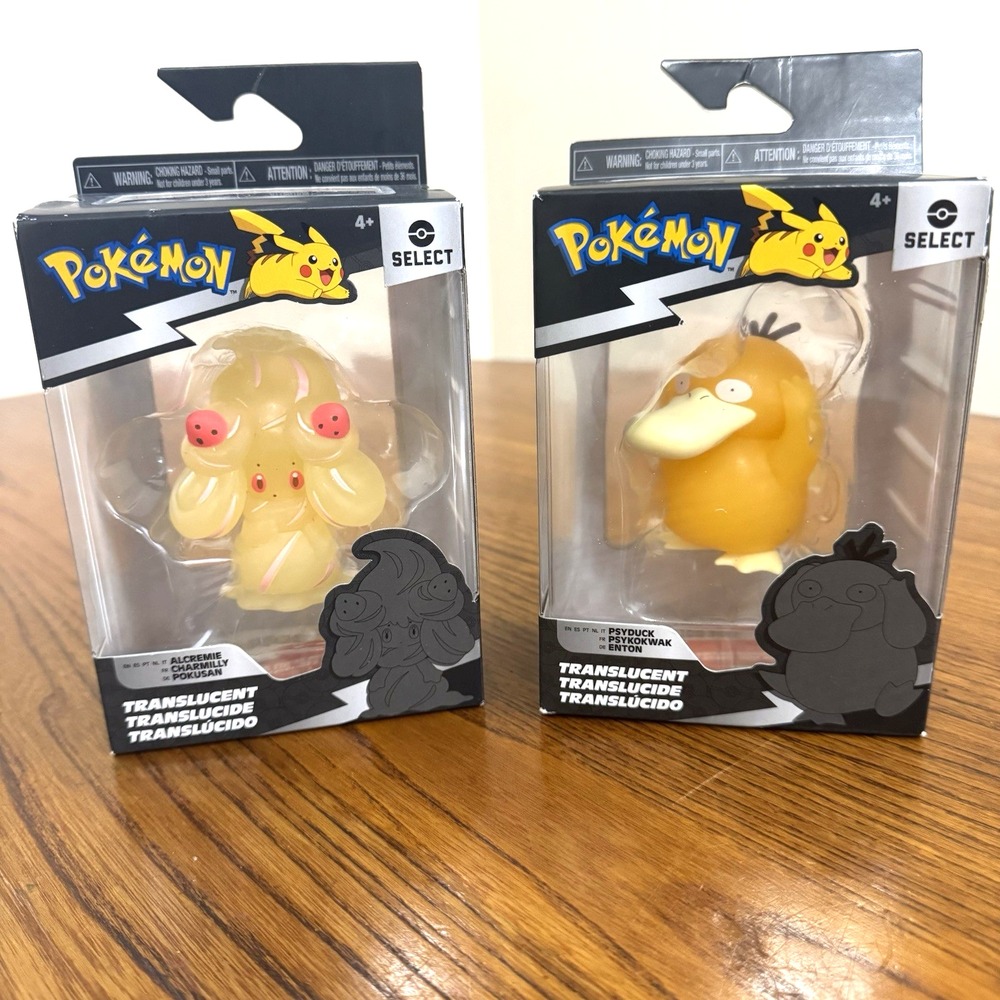 NIB Lot 2 Pokemon Select Translucent Battle Figures Series 4 Psyduck & Alcremie